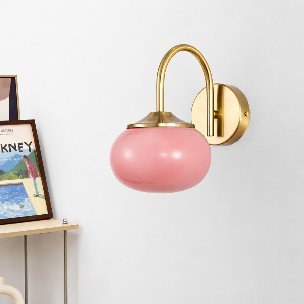 Applique Globe Verre Rose ou Blanc – Style Crème Chambre Salon