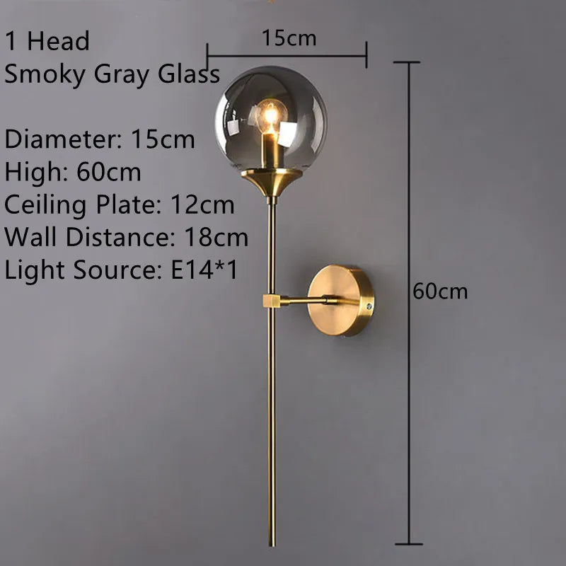 Applique Verre Fumé ou Ambré – Minimaliste Nordique Chambre Salon