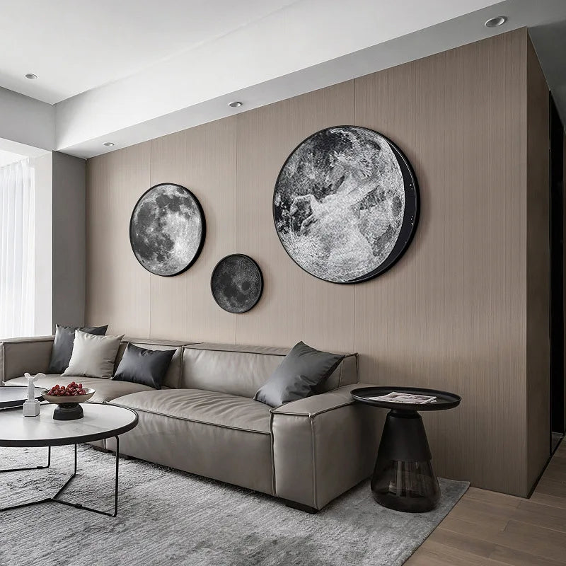 Applique Lune LED Art Mural – Déco Chambre Salon Fond Canapé