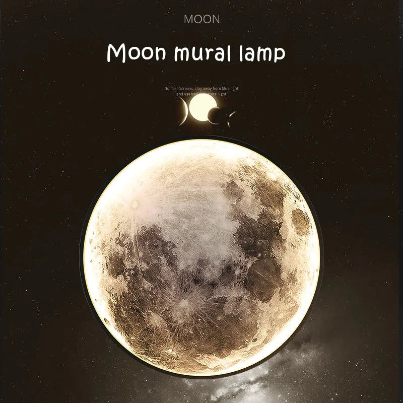 Applique Lune LED Art Mural – Déco Chambre Salon Fond Canapé