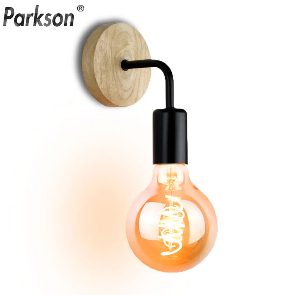 Applique Bois Rétro Vintage Ampoule Décorative – Loft Chambre Salon