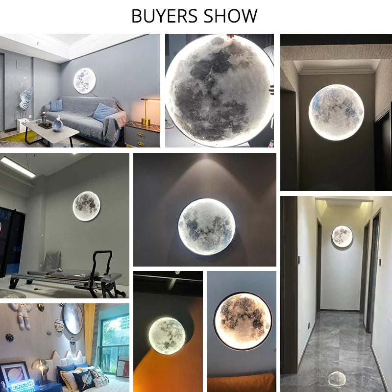Applique Lune LED Art Mural – Déco Chambre Salon Fond Canapé