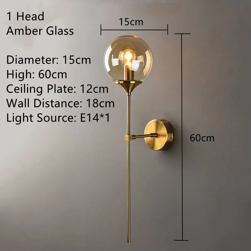 Applique Verre Fumé ou Ambré – Minimaliste Nordique Chambre Salon