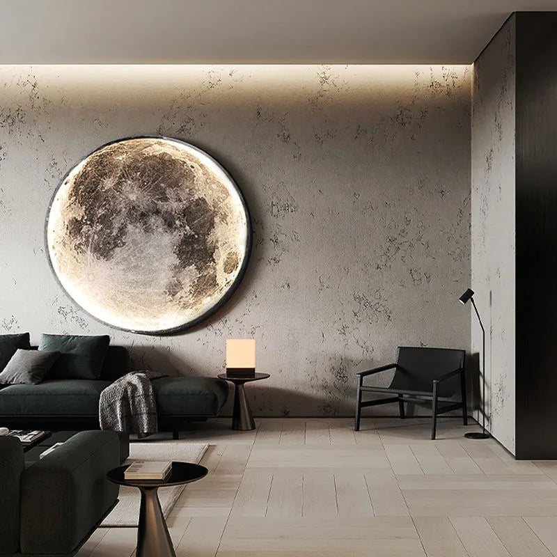 Applique Lune LED Art Mural – Déco Chambre Salon Fond Canapé