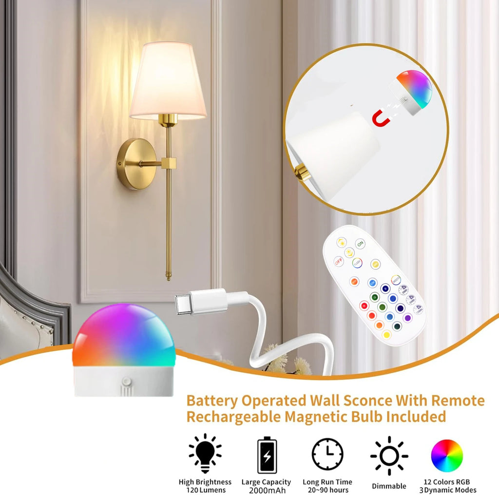 Applique Sans Fil Rechargeable Dimmable 10 Couleurs – Chambre Cosy