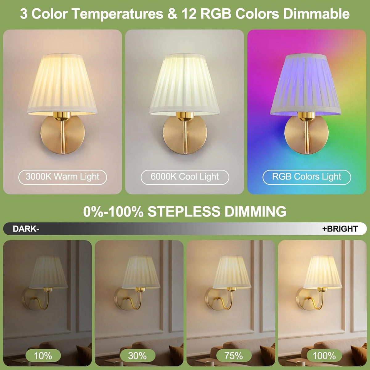 Applique Tissu Sans Fil 15 Couleurs RGB – Chambre Salon Entrée