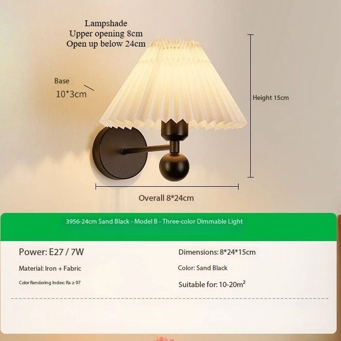Applique Murale Style Français Crème – Abat-Jour Tissu Bois E27