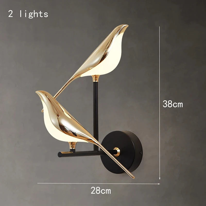 Applique Oiseau Doré LED Aluminium – Sculpture Lumineuse Poétique
