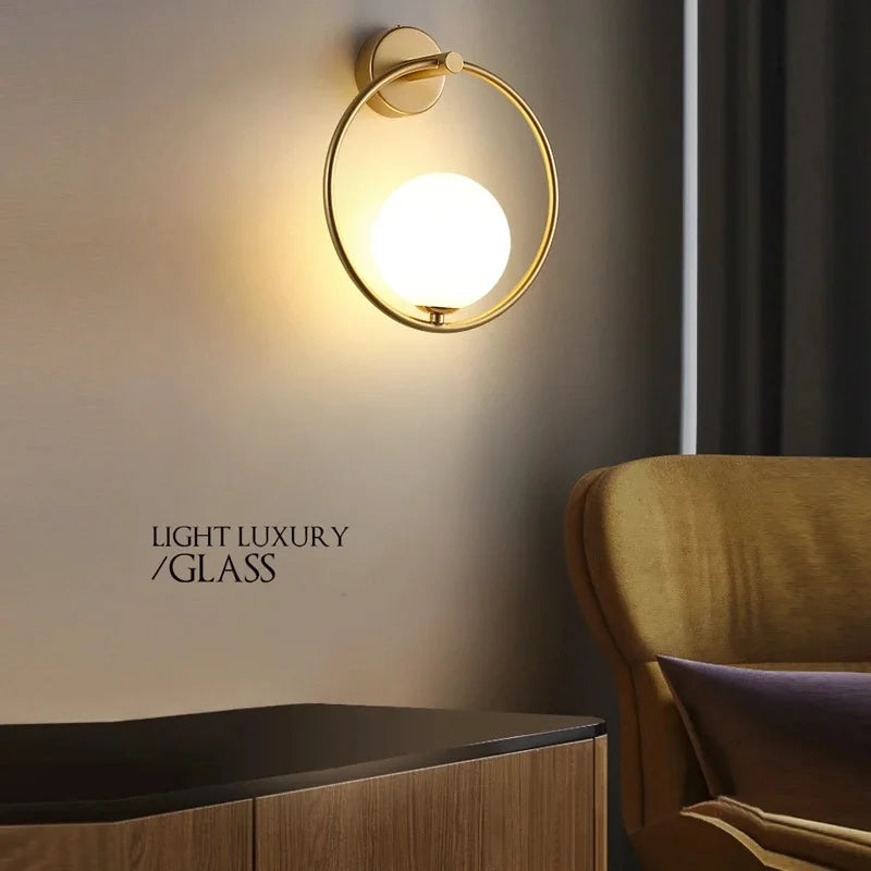 Applique Boule Dorée G9 – Chambre Salon Couloir Nordique