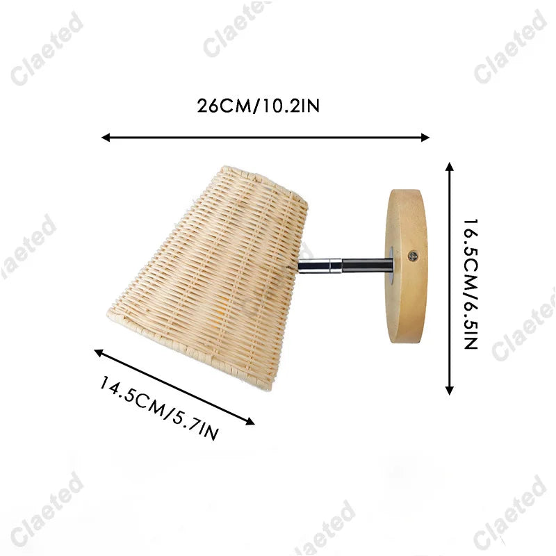 Applique Rotin Tressé Main – Chambre Cuisine Couloir