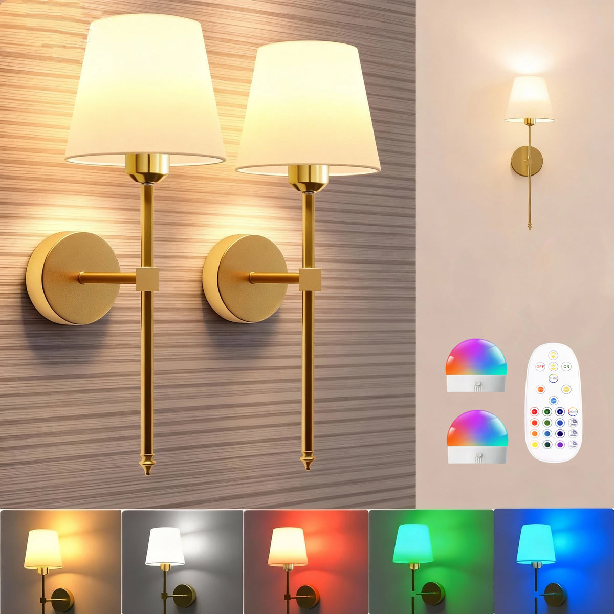 Applique Sans Fil Rechargeable Dimmable 10 Couleurs – Chambre Cosy