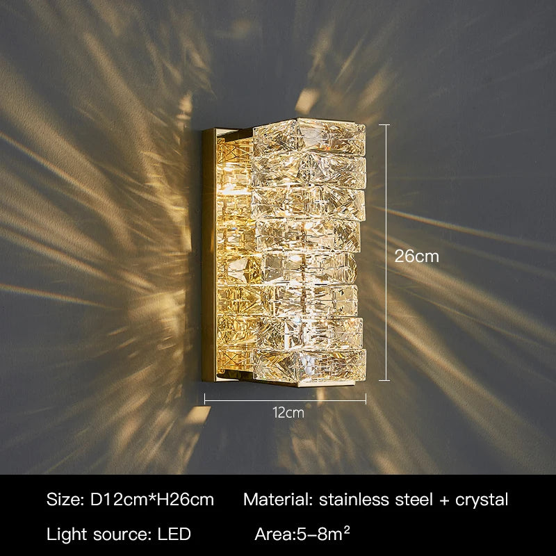 Applique Cristal Luxe LED – Salon Chambre Couloir Fond Mur