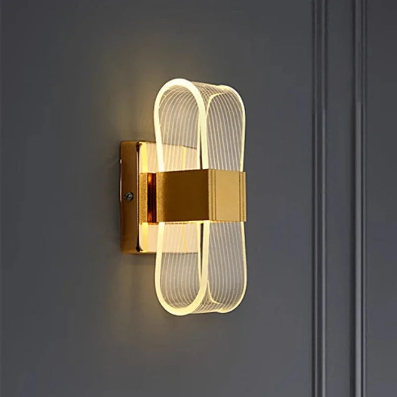 Applique LED Dorée Nordique – Salon Chambre Fond de Mur