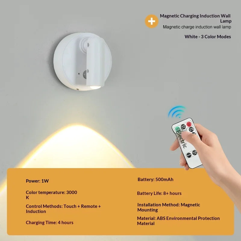 Applique LED Magnétique Rechargeable – Lecture Sans Perçage