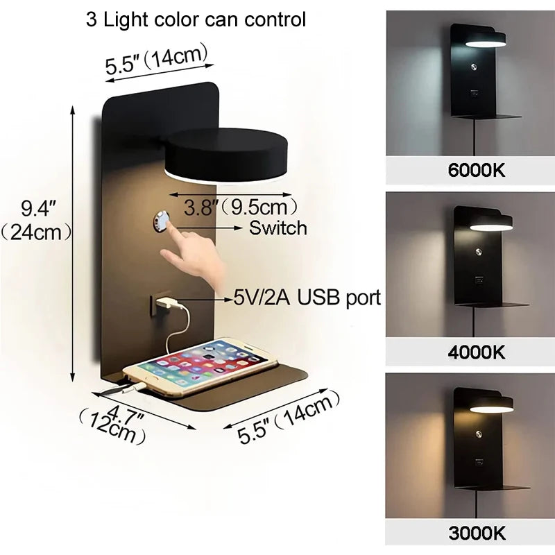 Applique Murale avec Port USB – Lecture Tête de Lit Chambre
