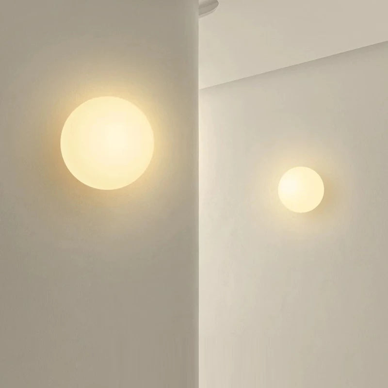 Applique Boule Verre Laiteux Français Bauhaus – Chambre Salle de Bain