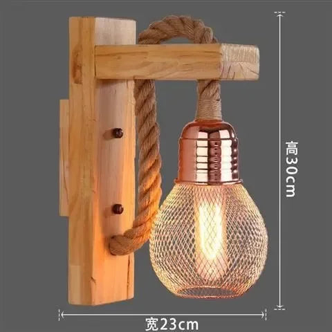 Applique Bois Rétro Loft Corde de Chanvre – Couloir Chambre