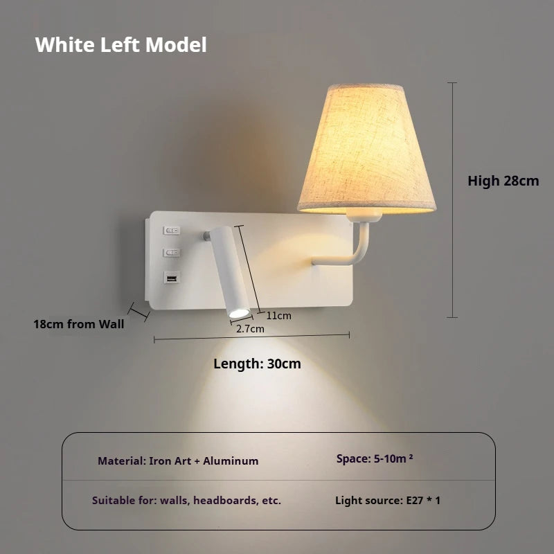 Applique LED Tactile USB Tête de Lit – Hôtel Chambre Design