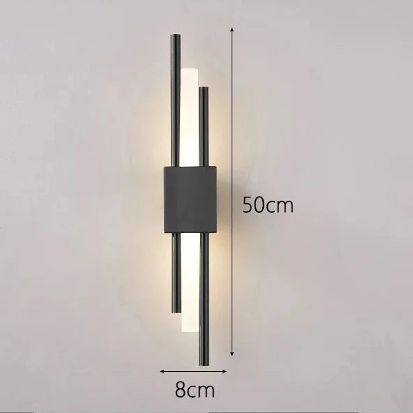 Applique Tube Acrylique Noir Doré – Salon Chambre Couloir Design