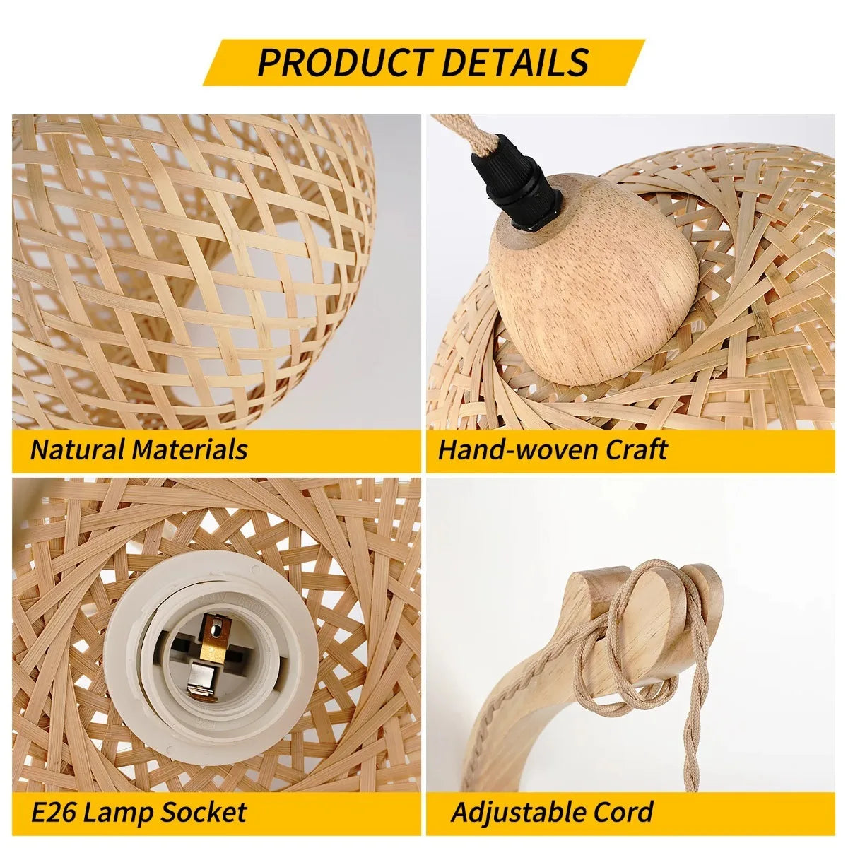 Applique Boule Bambou Tressée – Esprit Japonais Naturel