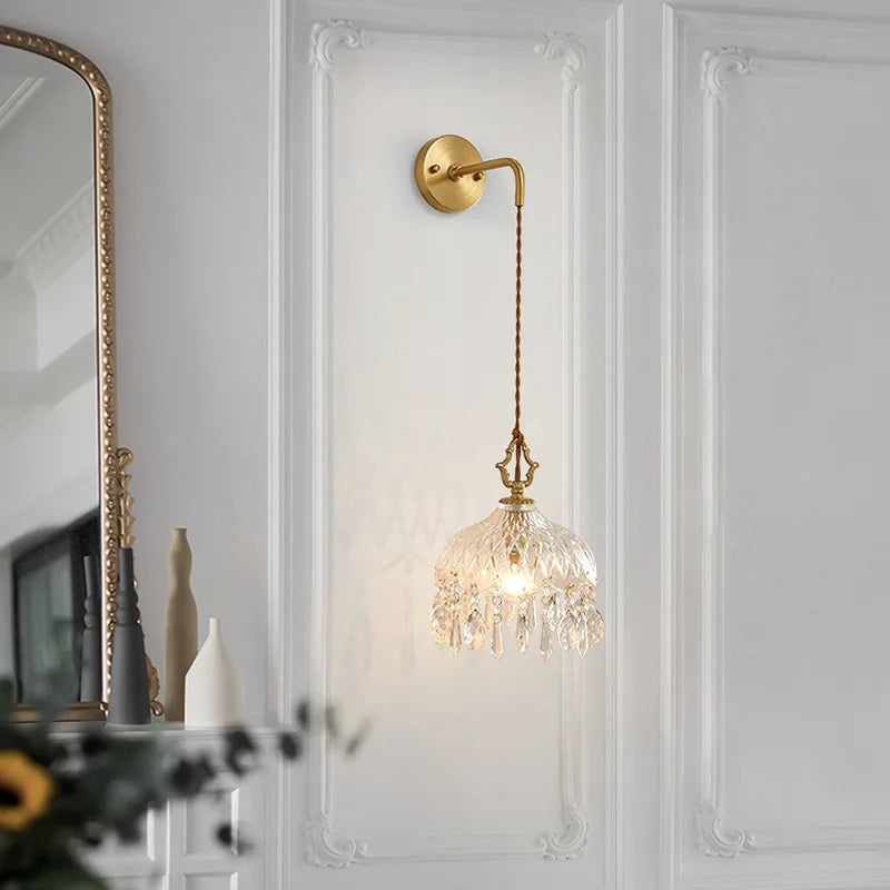 Applique Verre Cuivré Rétro Français – Ambiance Hôtel Couloir