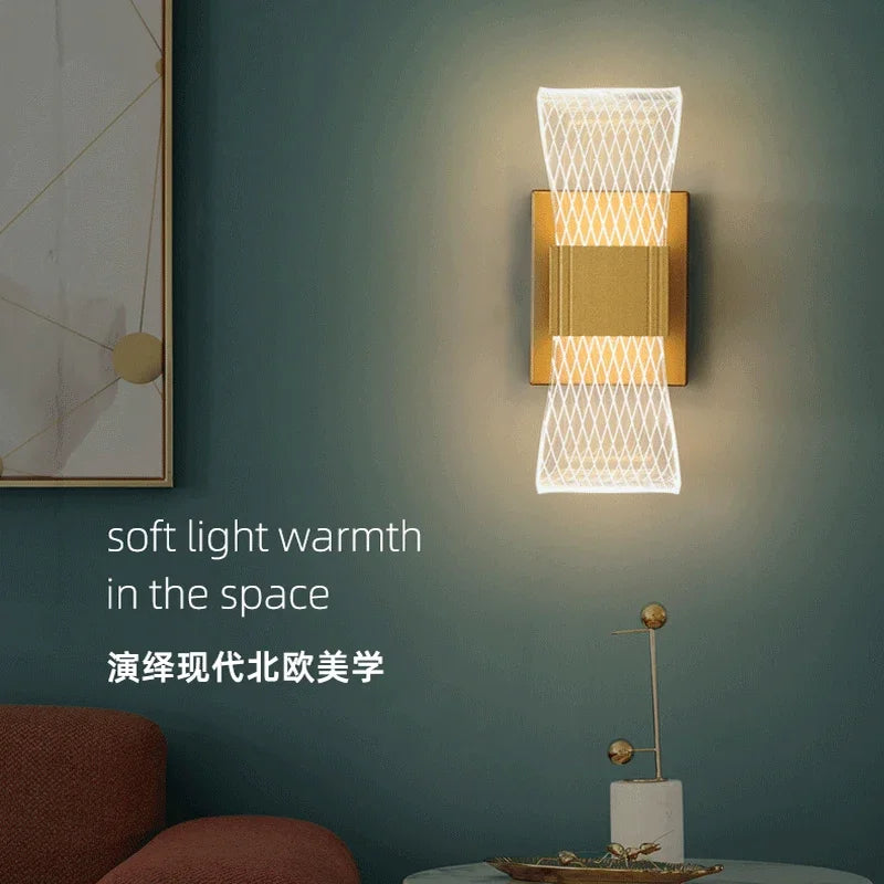 Applique LED Dorée Nordique – Salon Chambre Fond de Mur