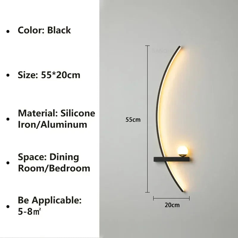 Applique LED Arc Aluminium – Chambre Salon Escalier Design
