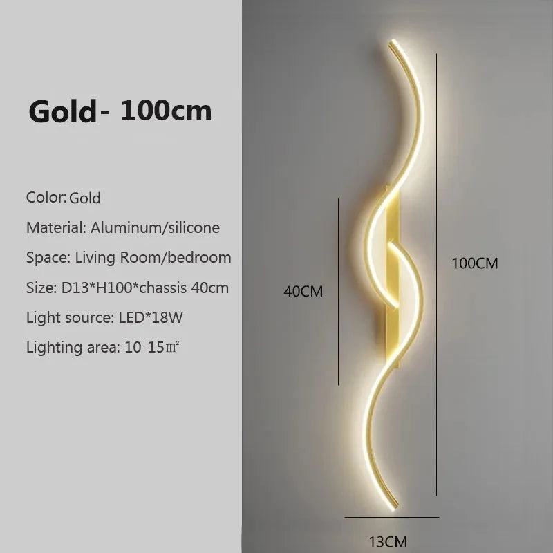 Applique LED Ondulée Aluminium – Chambre Salon Design Contemporain