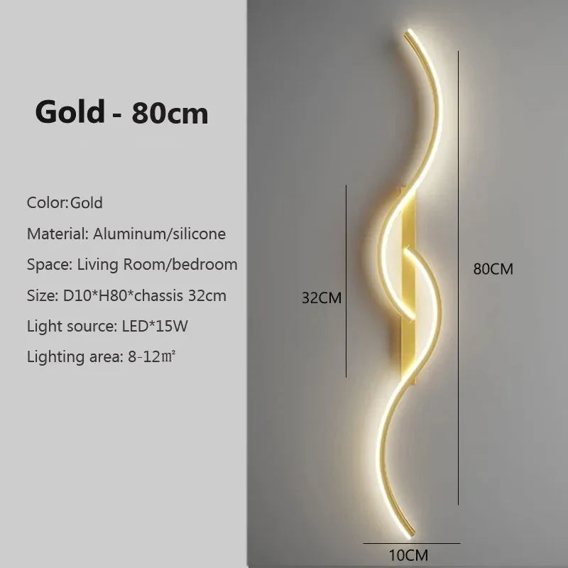 Applique LED Ondulée Aluminium – Chambre Salon Design Contemporain