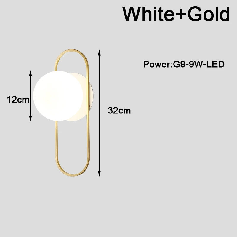 Applique Boule Dorée G9 – Chambre Salon Couloir Nordique