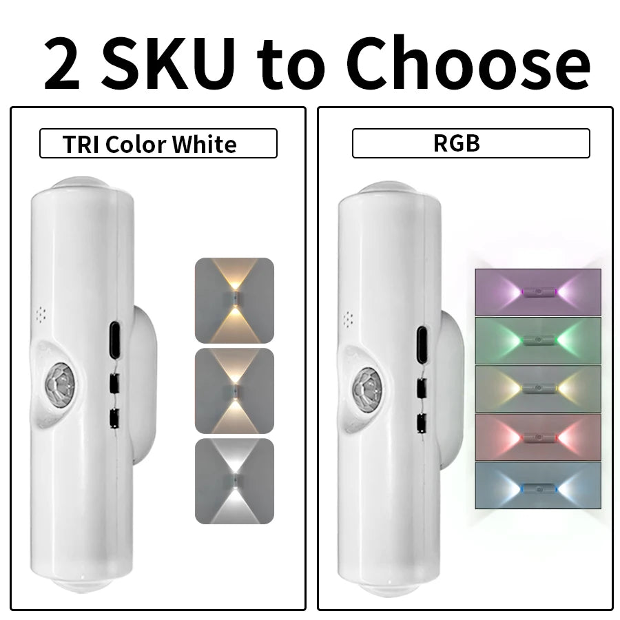 Applique Double Tête Rechargeable Capteur – Couloir Escalier RGB