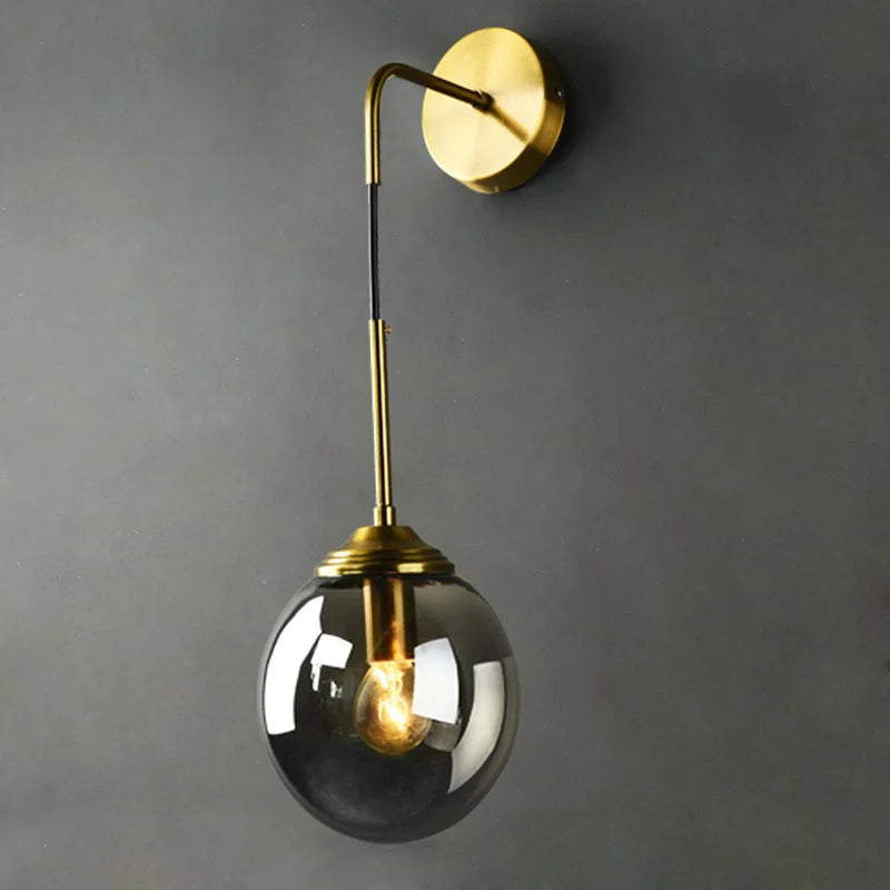 Applique Boule Verre Dorée Vintage – Couloir Salon Salle de Bain