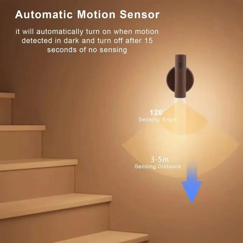 Applique Bois LED Sans Fil Capteur Mouvement – Chambre Escalier