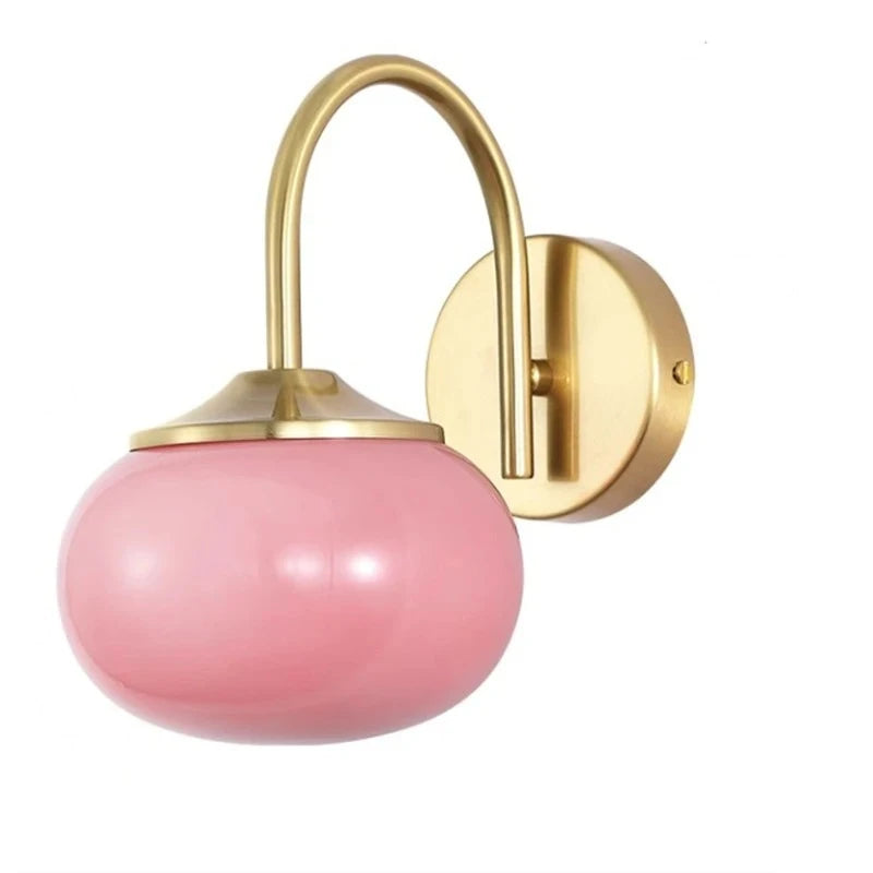 Applique Globe Verre Rose ou Blanc – Style Crème Chambre Salon