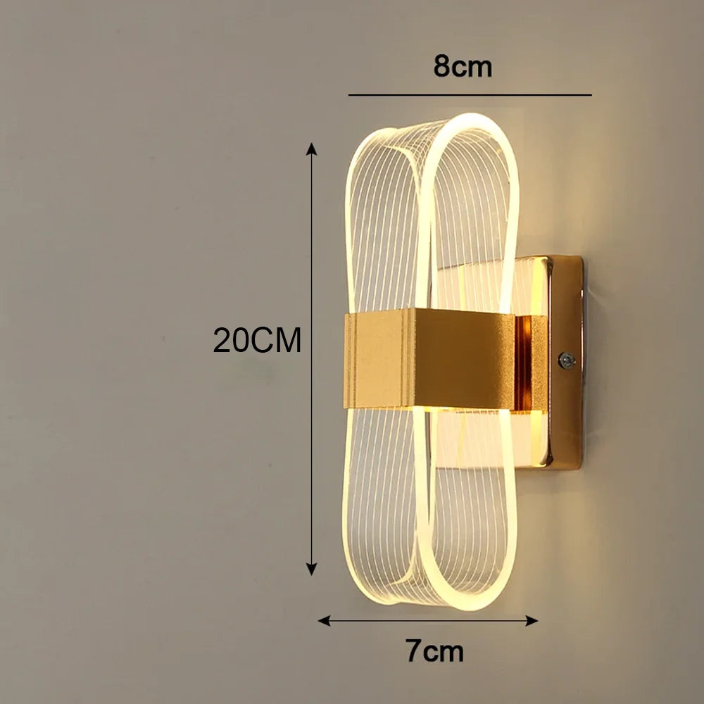 Applique LED Dorée Nordique – Salon Chambre Fond de Mur