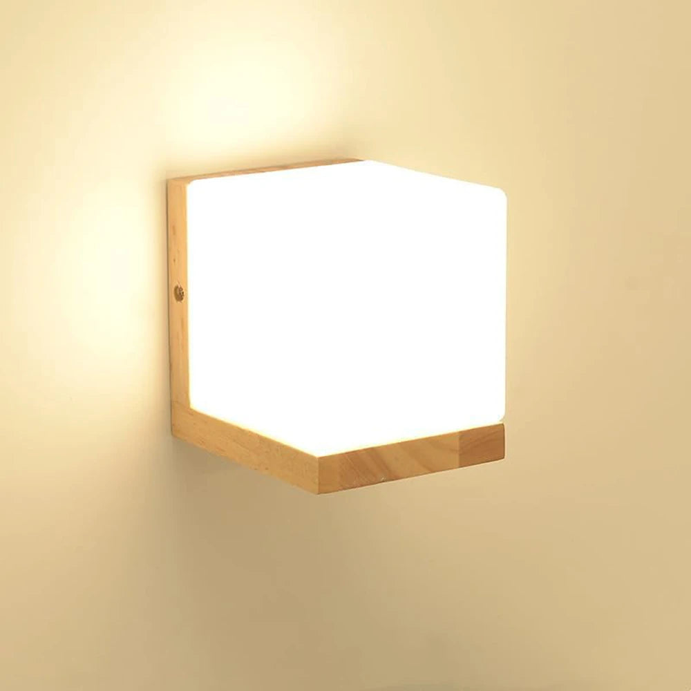 Applique Bois Carré Minimaliste Nordique – Chambre Couloir Hôtel