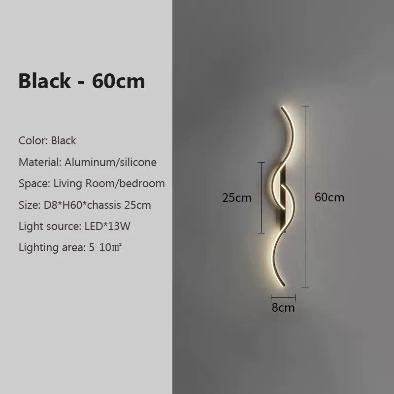 Applique LED Ondulée Aluminium – Chambre Salon Design Contemporain