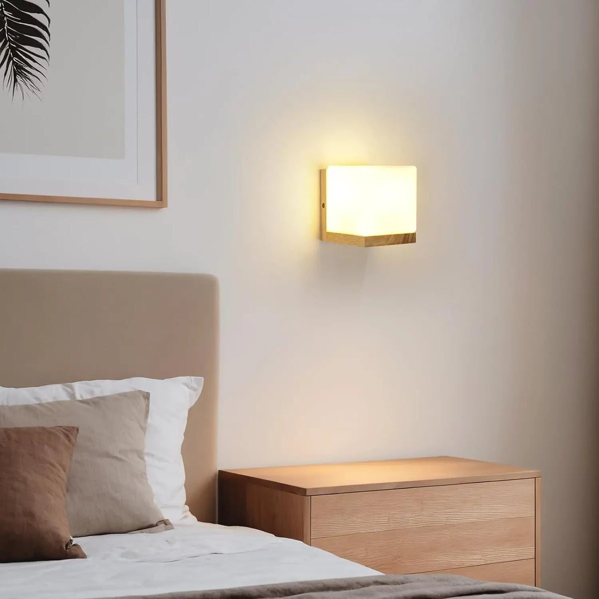 Applique Bois Carré Minimaliste Nordique – Chambre Couloir Hôtel