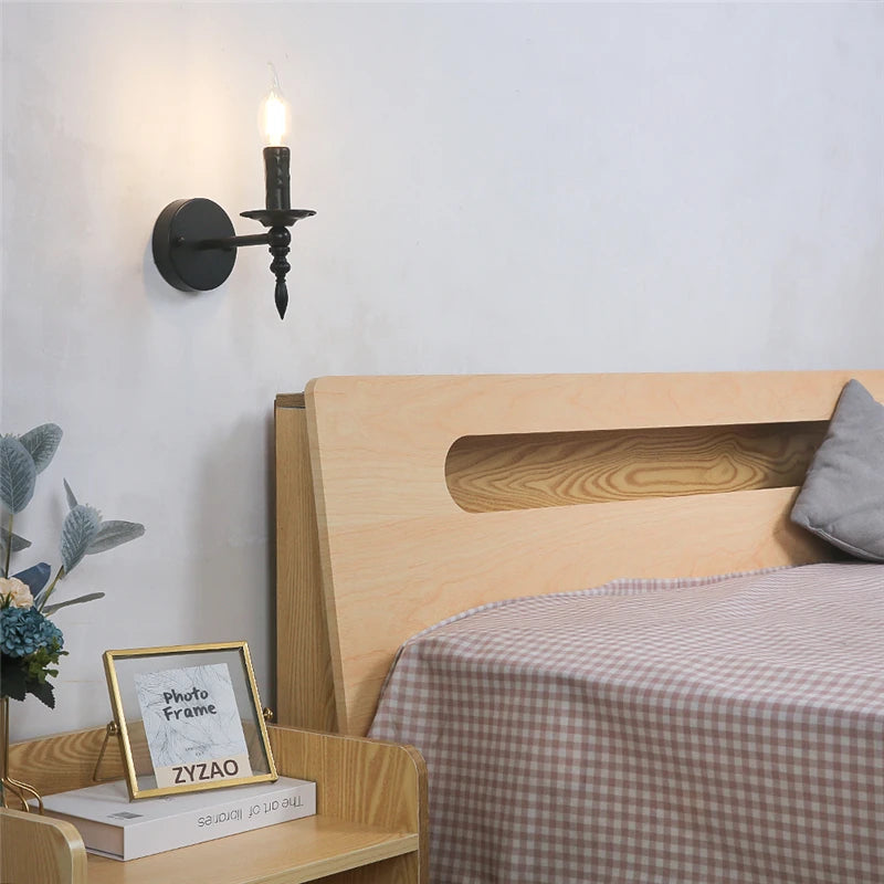 Applique Chandelier Fer Noir Rétro – Bras Courbé Style Victorien
