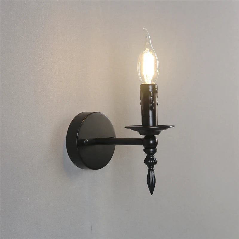 Applique Chandelier Fer Noir Rétro – Bras Courbé Style Victorien
