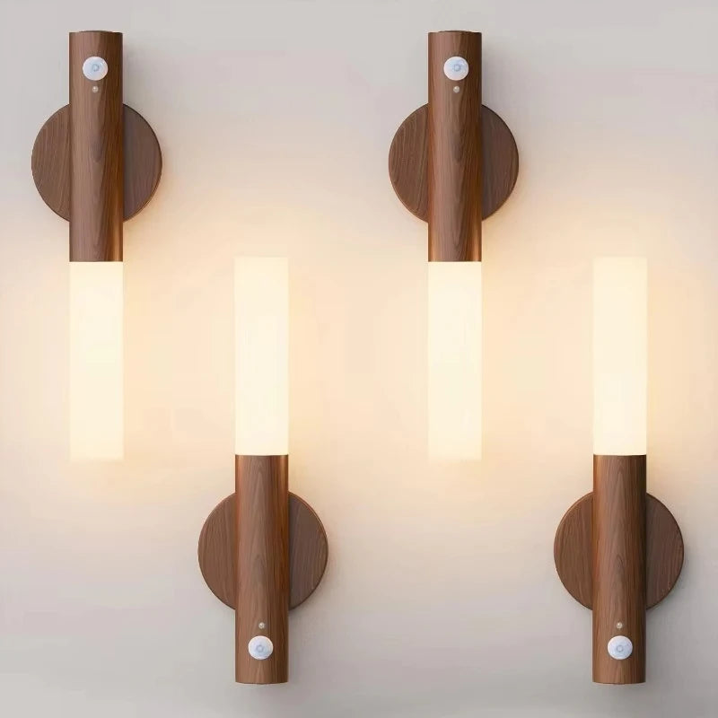 Applique Bois LED Sans Fil Capteur Mouvement – Chambre Escalier