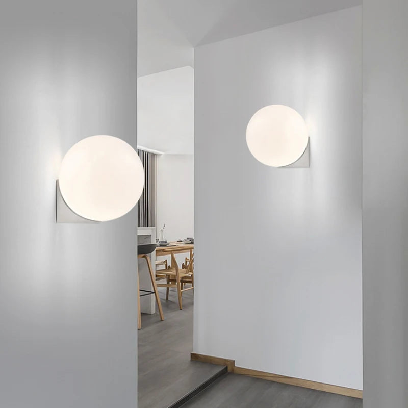 Applique Boule Verre Givré Doré – Minimaliste Scandinave Chambre