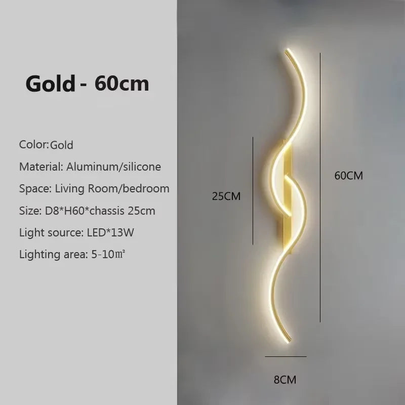 Applique LED Ondulée Aluminium – Chambre Salon Design Contemporain