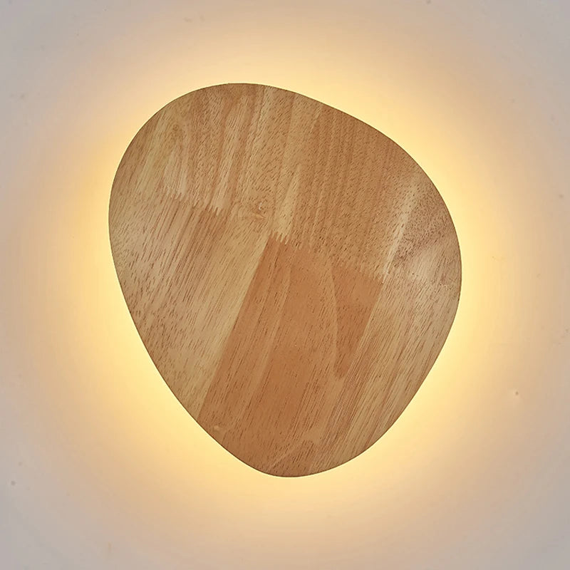Applique Bois Ronde LED Nordique – Chambre Escalier Couloir