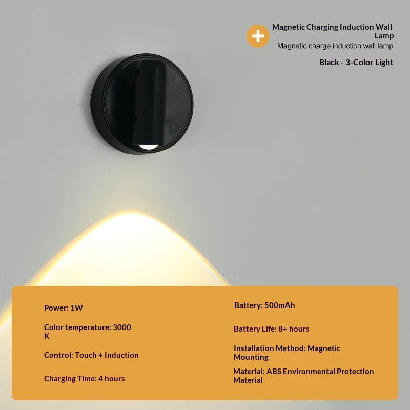Applique LED Magnétique Rechargeable – Lecture Sans Perçage