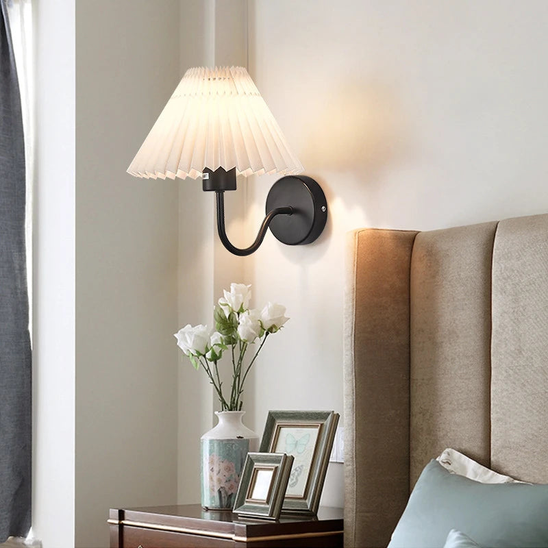 Applique Abat-Jour Plissé Nordique – Chambre Salon Tête de Lit