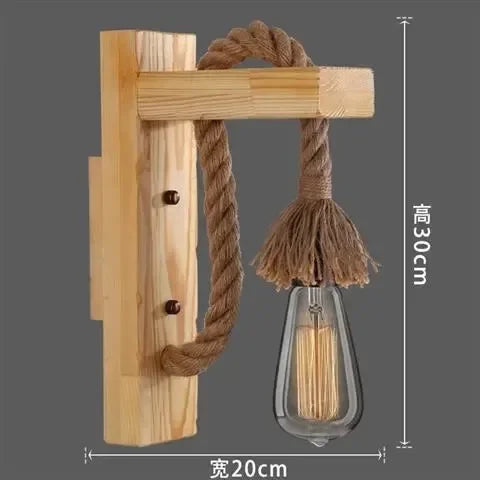 Applique Bois Rétro Loft Corde de Chanvre – Couloir Chambre