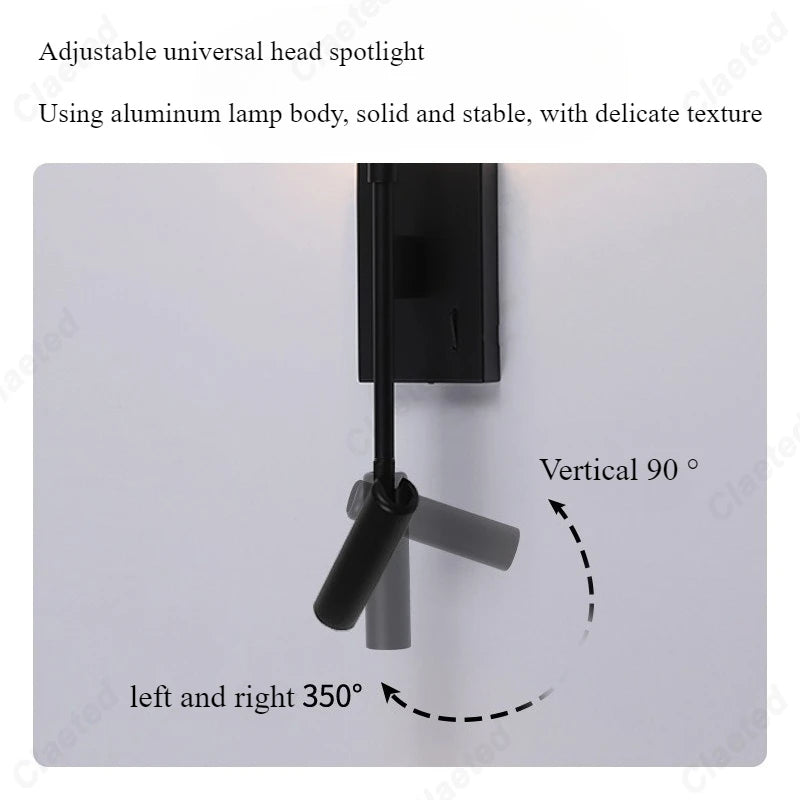 Applique Lecture LED Orientable avec Interrupteur – Chambre Bureau