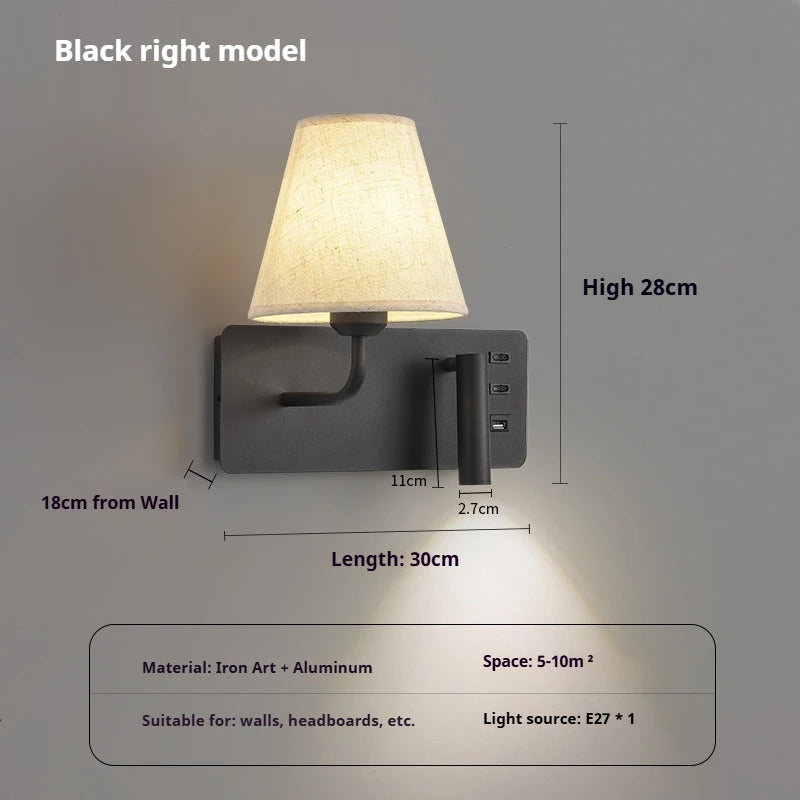 Applique LED Tactile USB Tête de Lit – Hôtel Chambre Design