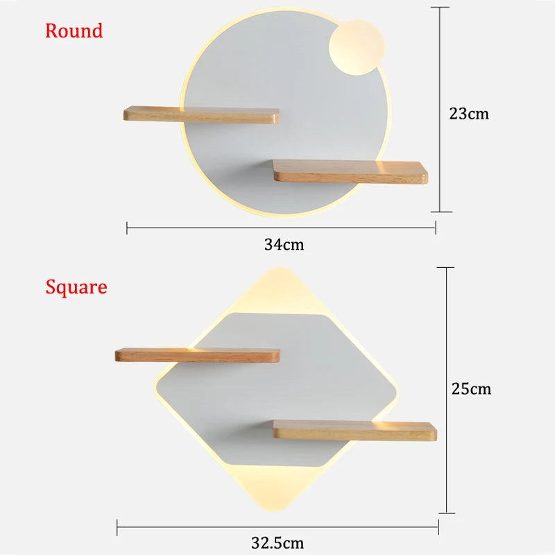 Applique Murale LED avec Étagère et Port USB – Tête de Lit Nordique